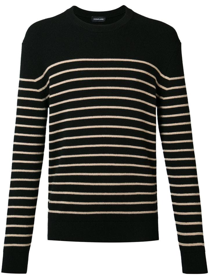 Exemplaire Classic Mariniere Crew Neck Jumper - Black