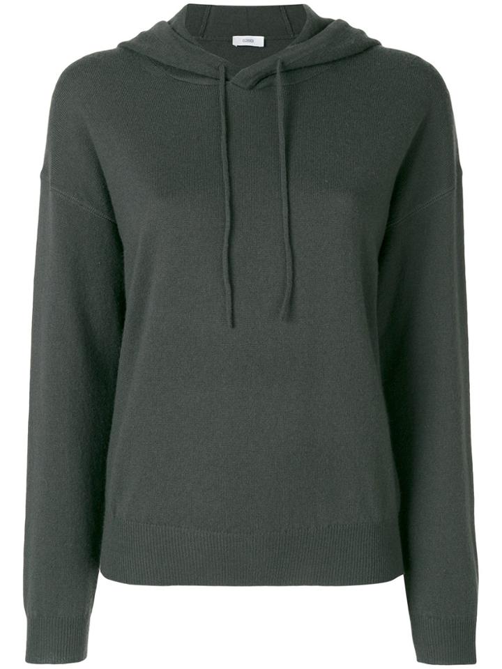 Closed Fitted Hooded Sweatshirt - Green