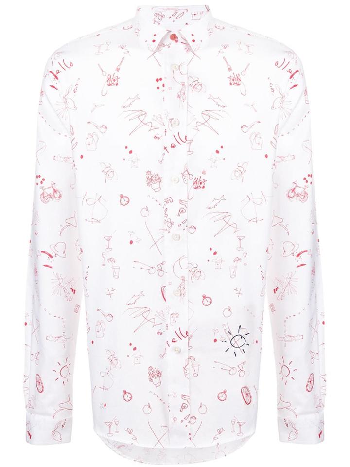 Ps By Paul Smith Slim-fit Sketchbook' Print Shirt - White