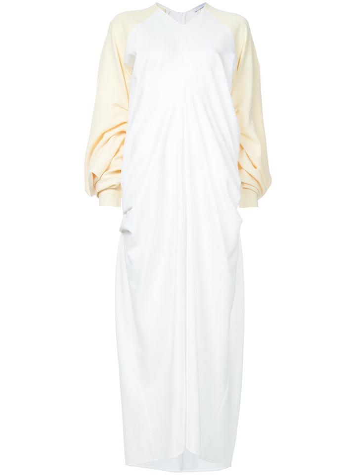 J.w.anderson - Elongated Sleeves Maxi Dress - Women - Polyester/triacetate - 10, White, Polyester/triacetate