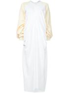 J.w.anderson - Elongated Sleeves Maxi Dress - Women - Polyester/triacetate - 10, White, Polyester/triacetate
