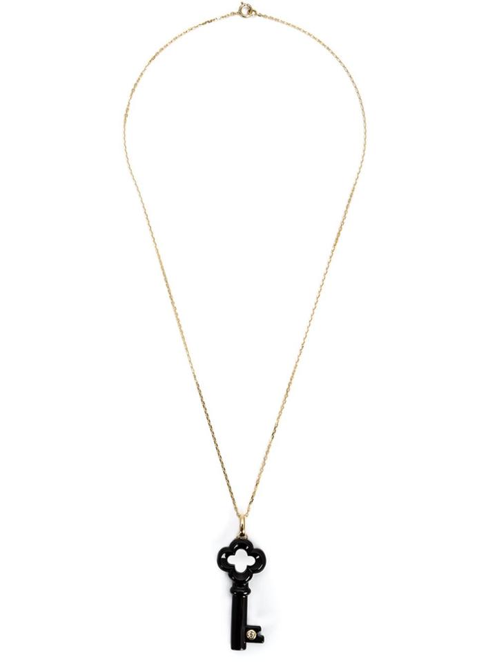 Kristin Hanson Diamond Detail Clover Key Necklace - Black
