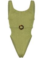 Hunza G Solitaire Crinkle-effect Swimsuit - Green