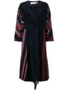 Tory Burch Wrap Fringed Coat - Blue
