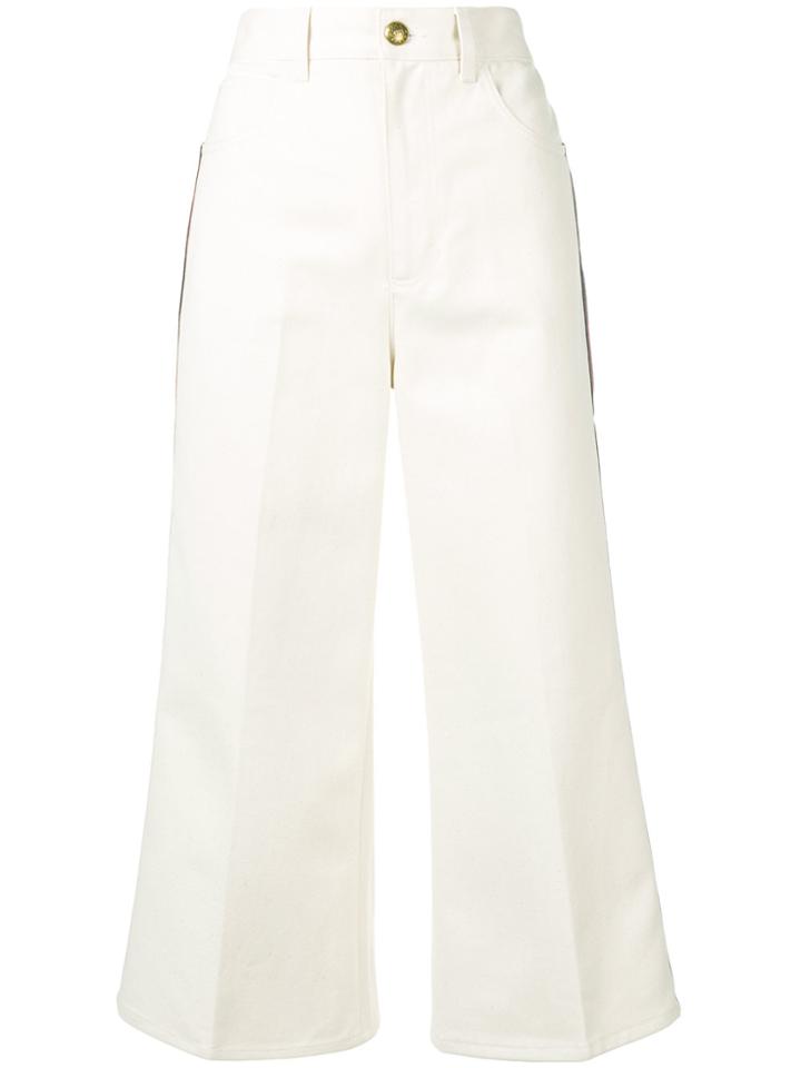 Gucci Web Trim Cropped Jeans - Nude & Neutrals