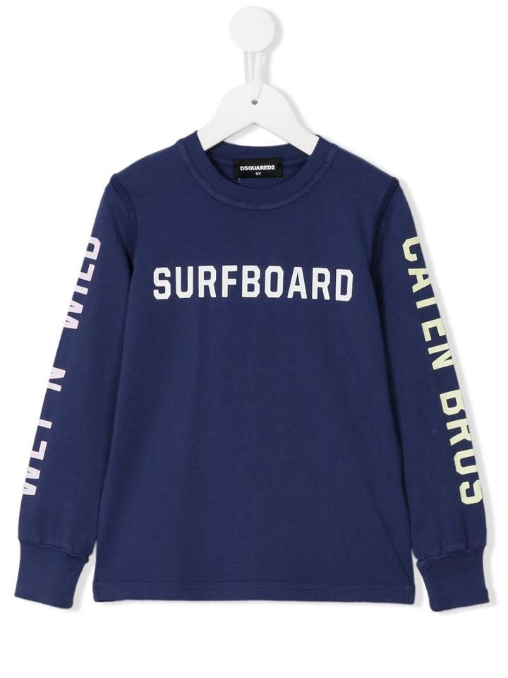 Dsquared2 Kids Surfboard Print Sweatshirt, Boy's, Size: 10 Yrs, Blue