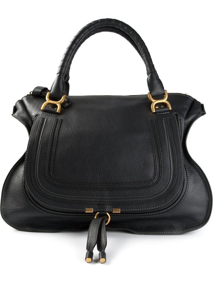 Chloé 'marcie' Tote, Women's, Black, Cotton/calf Leather