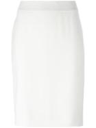 Armani Collezioni Rear Slit Pencil Skirt, Women's, Size: 42, White, Polyester/spandex/elastane
