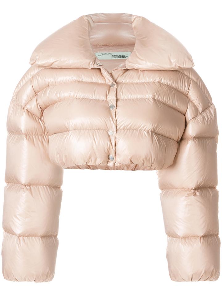 Off-white Cropped Puffer Jacket - Nude & Neutrals