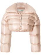 Off-white Cropped Puffer Jacket - Nude & Neutrals