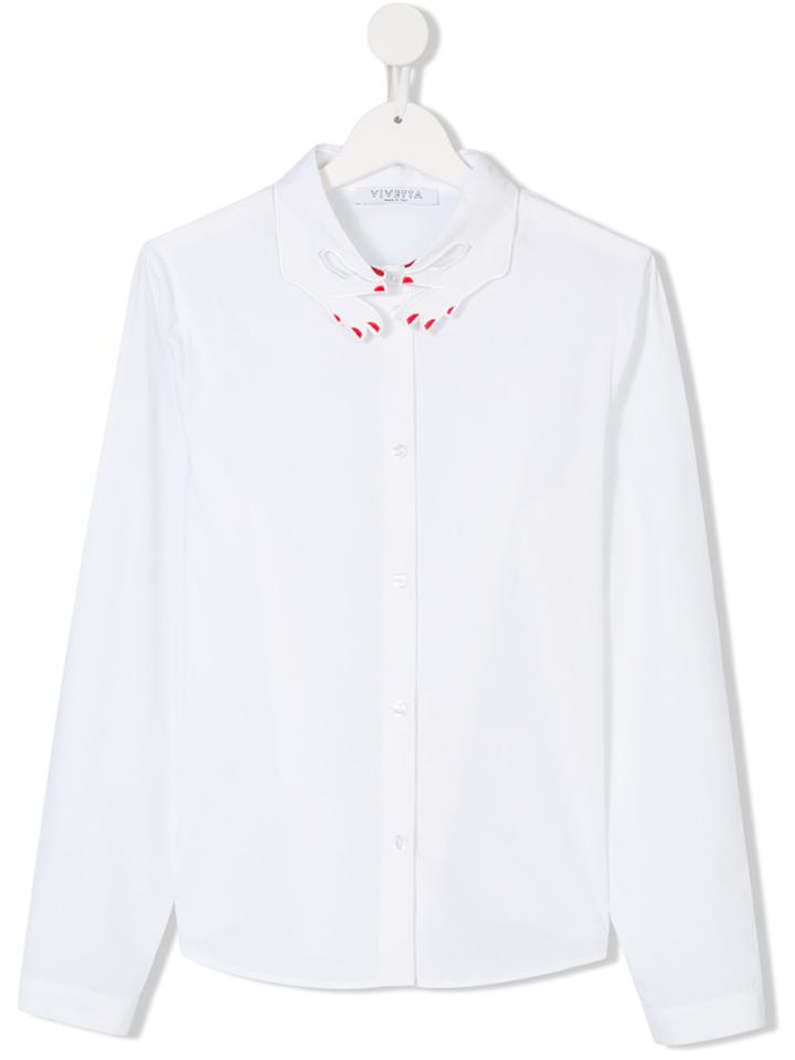 Vivetta Kids Embroidered Hands Collar Shirt - White