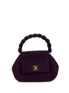 Chanel Pre-owned 1997 Twisted Handle Velvet Tote - Purple