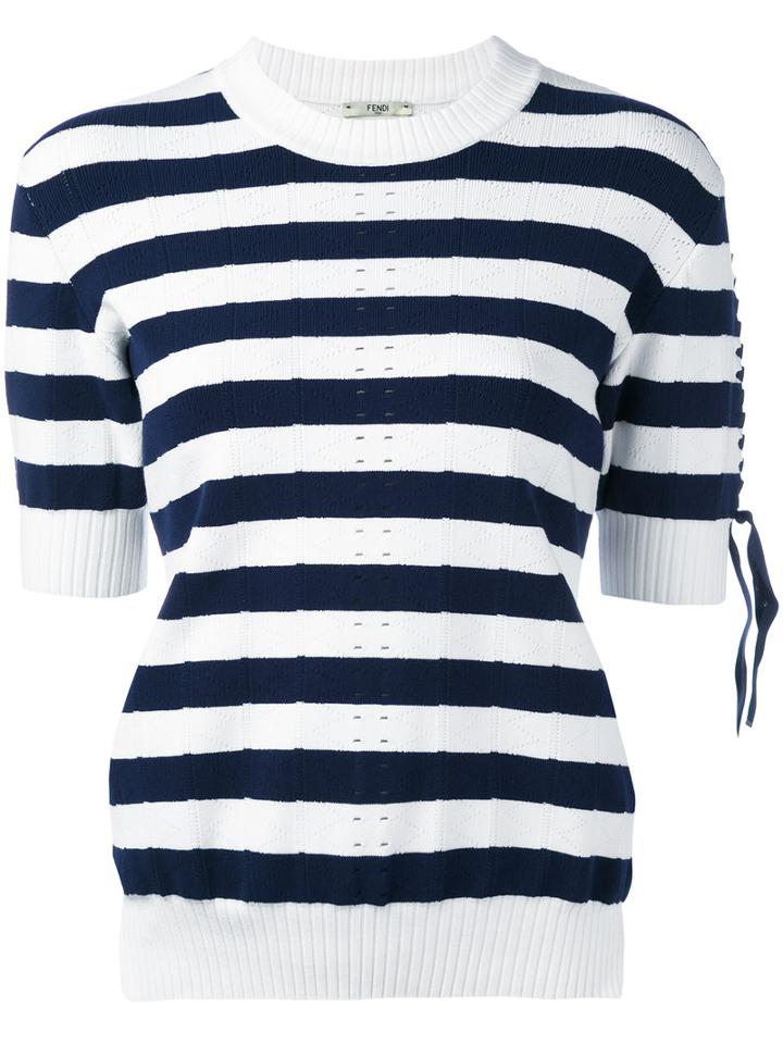Fendi - Knit Striped Top - Women - Cotton/polyamide/polyester/viscose - 40, White, Cotton/polyamide/polyester/viscose
