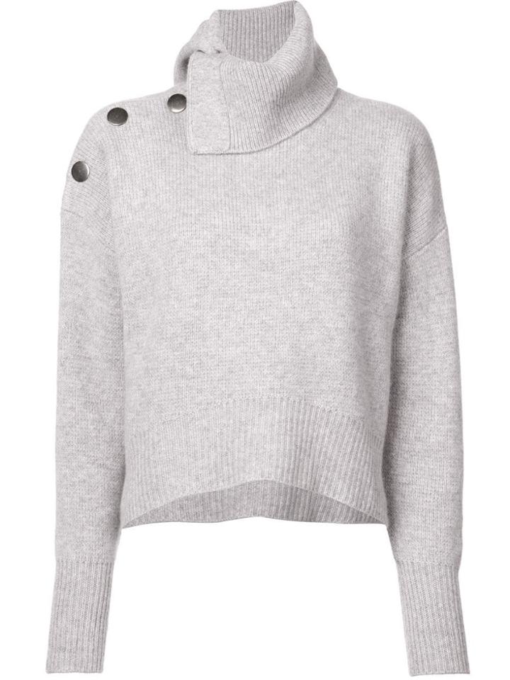 Le Kasha Knit Buttoned Shoulder Sweater - Grey