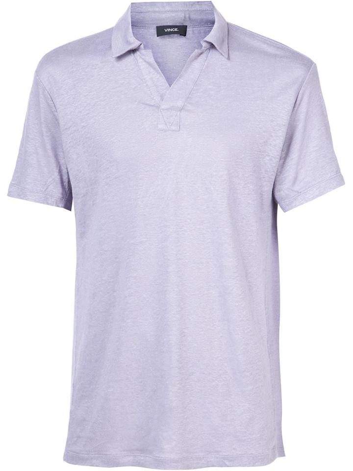 Vince Plain Polo Shirt, Men's, Size: Xl, Pink/purple, Linen/flax