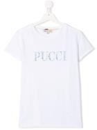Emilio Pucci Junior Teen Studded Logo T-shirt - White
