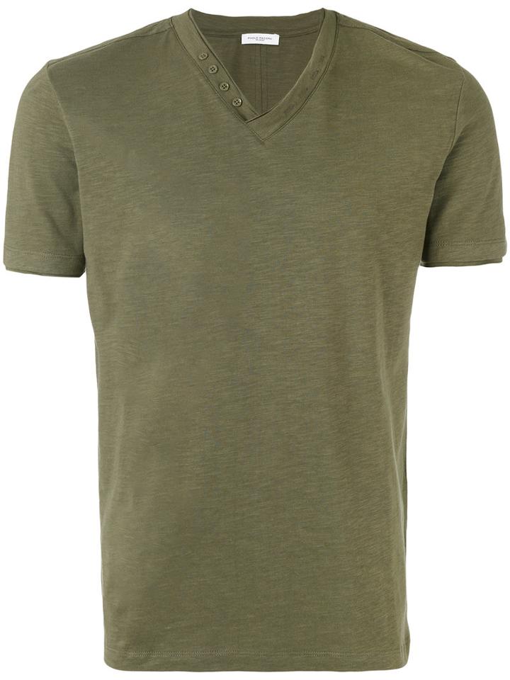 Paolo Pecora - V-neck T-shirt - Men - Cotton - M, Green, Cotton