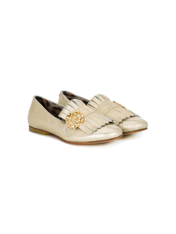 Roberto Cavalli Kids Fringed Loafers - Metallic