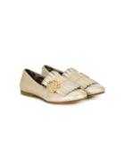 Roberto Cavalli Kids Fringed Loafers - Metallic