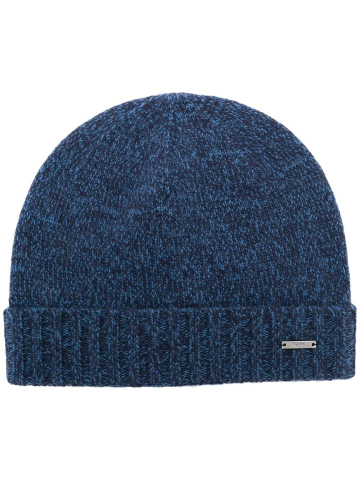 Boss Hugo Boss Logo Knitted Beanie Hat - Blue