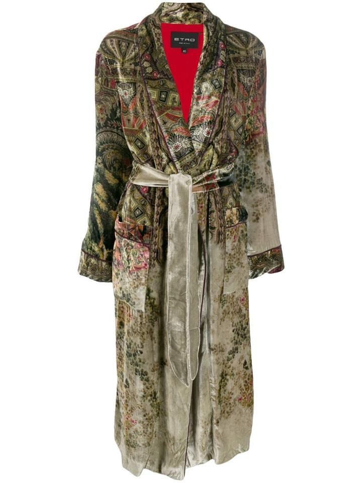 Etro Floral Print Coat - Green