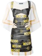 Moschino Bondage Print T-shirt Dress, Women's, Size: 38, White, Cotton/other Fibers