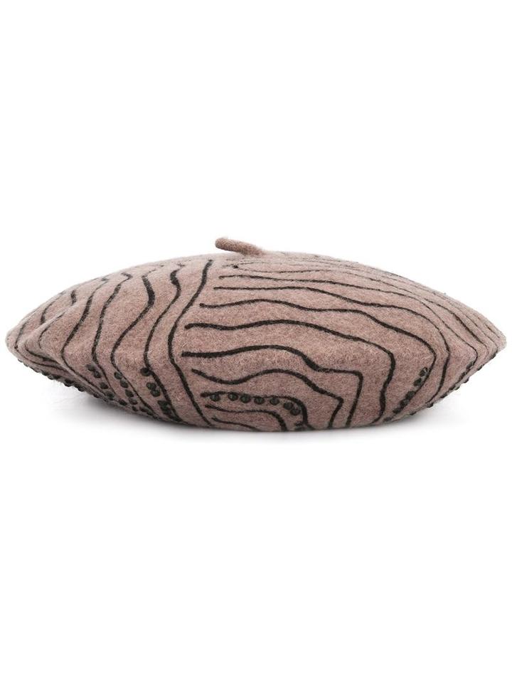 Le Chapeau Detailed Beret, Women's, Nude/neutrals, Wool