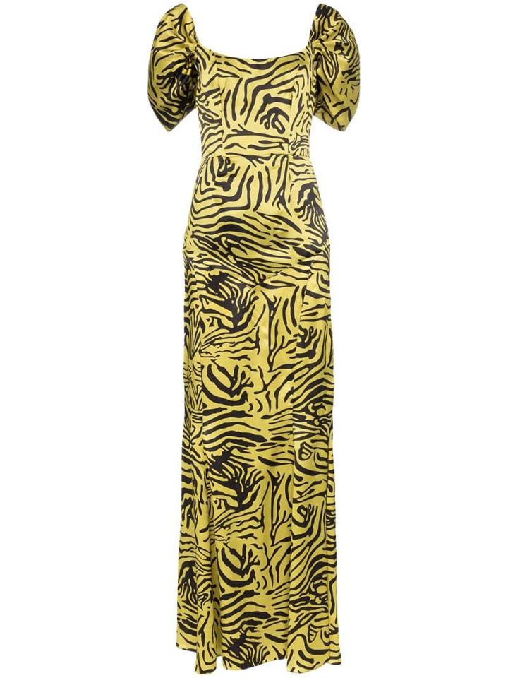 De La Vali Alma Tiger Print Silk Dress - Gold
