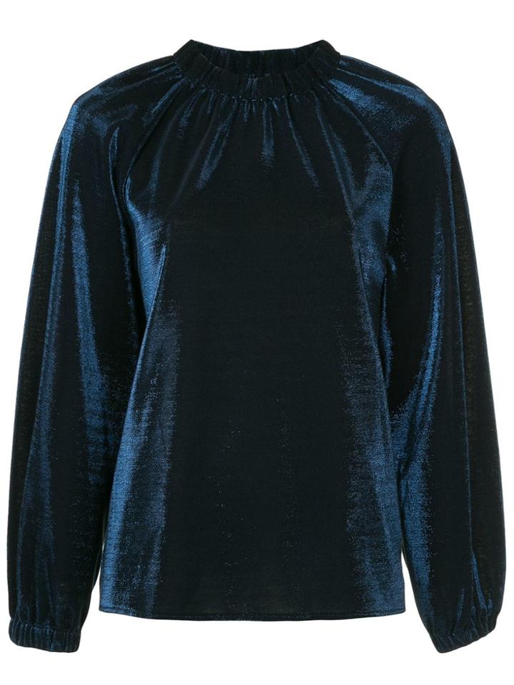 Tibi Metallic Lurex Blouse - Blue
