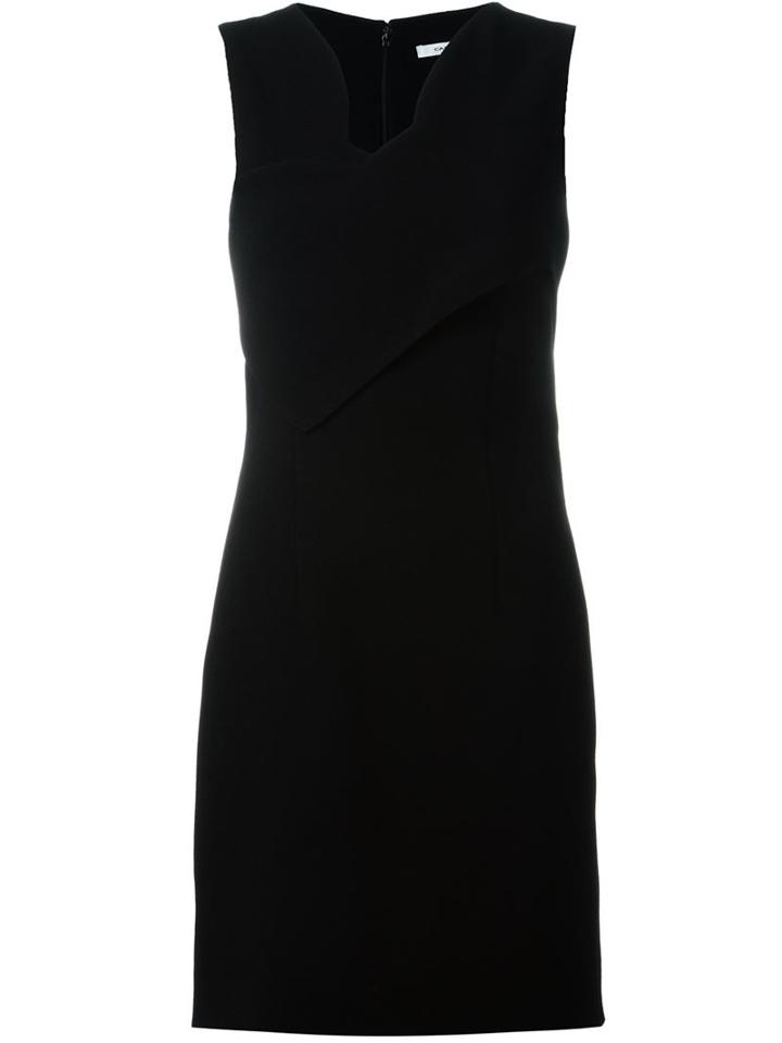Carven Sleeveless Fitted Dress, Women's, Size: 38, Black, Silk/polyester/acetate/triacetate