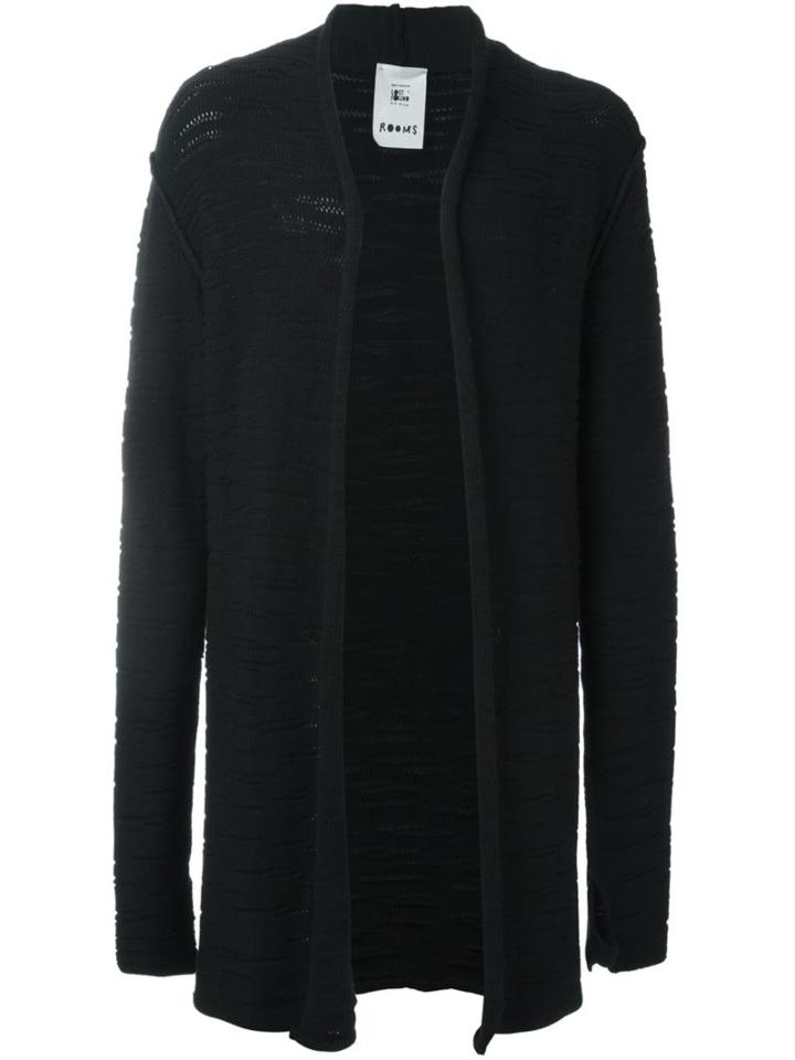 Lost & Found Rooms Open Front Cardigan, Men's, Size: Large, Black, Cotton/acrylic/merino