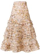 Zimmermann Floral Ruffle Skirt - Pink & Purple