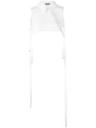 Ann Demeulemeester - Cropped Bib Shirt - Women - Cotton - 40, White, Cotton