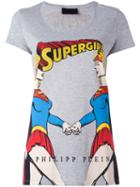 Philipp Plein Super Girl Print T-shirt, Size: Small, Grey, Cotton