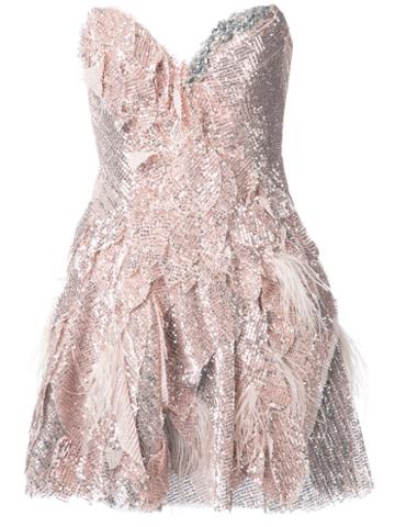 Trash Couture - Strapless Full Sequin Mini Dress - Women - Silk Satin - S, Grey, Silk Satin