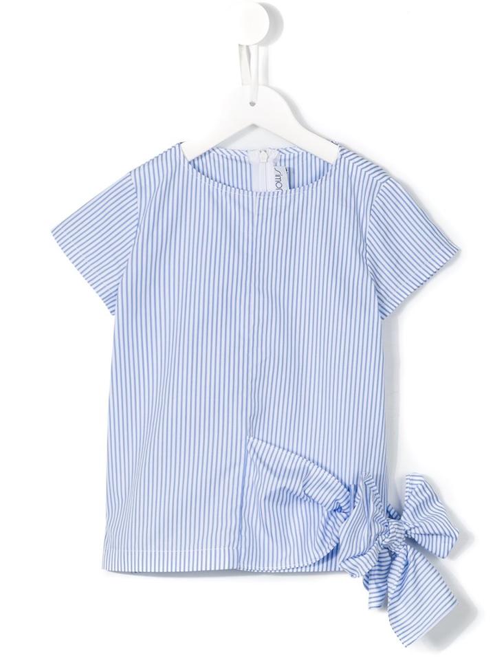 Simonetta Striped Side Tie Top, Girl's, Size: 12 Yrs, Blue