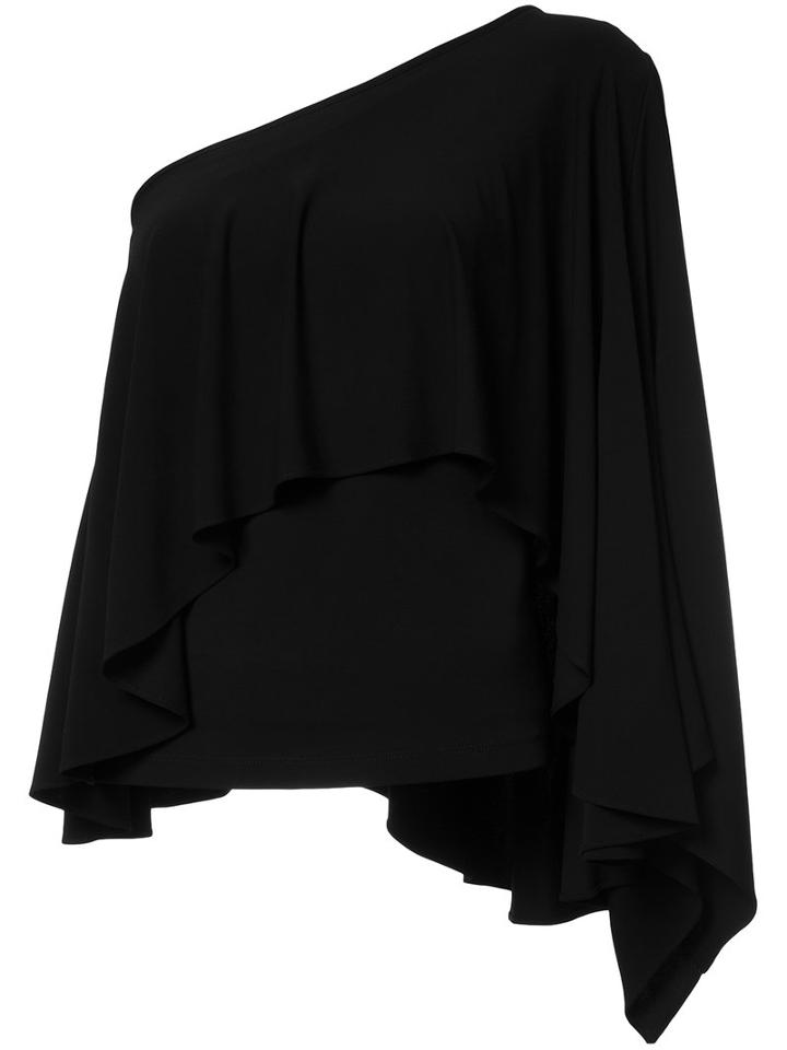 Plein Sud Asymmetric Ruffle Blouse, Women's, Size: 40, Black, Viscose/spandex/elastane