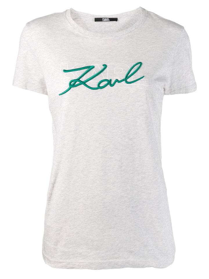 Karl Lagerfeld Logo Embroidered T-shirt - Grey