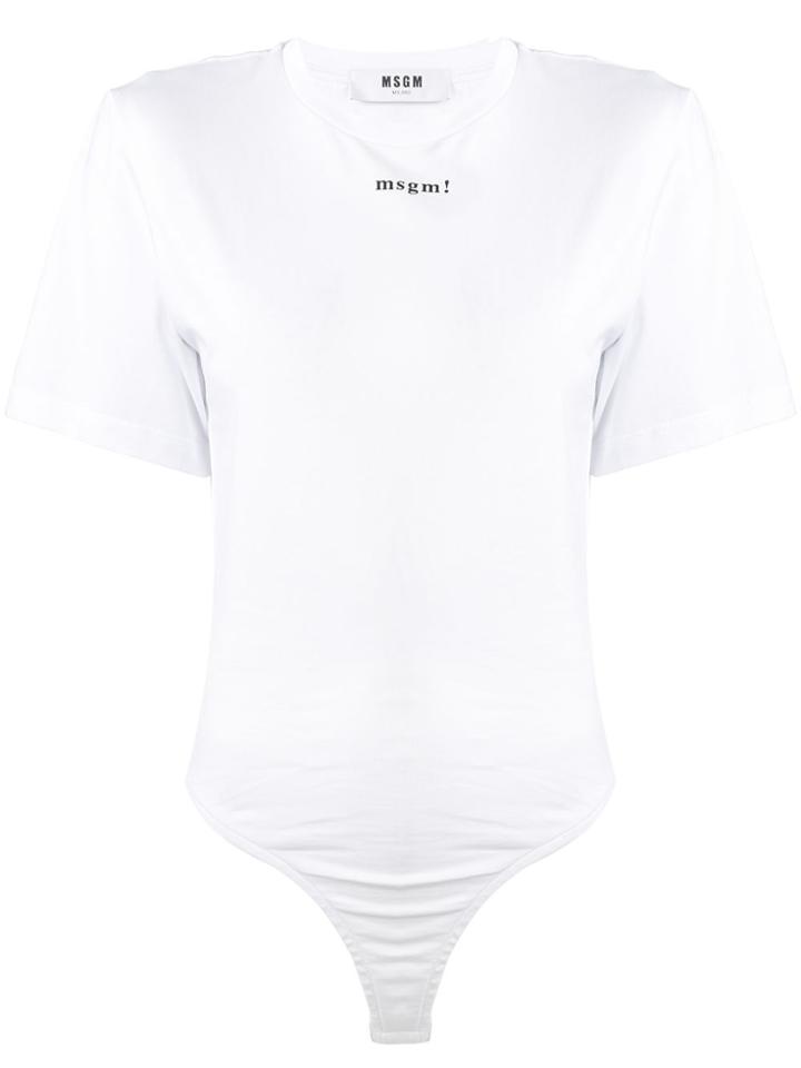 Msgm Logo Print Bodysuit - White