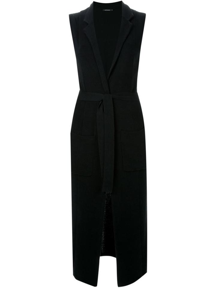 Loveless Long Sleeveless Cardigan, Women's, Size: 36, Black, Cotton/cupro