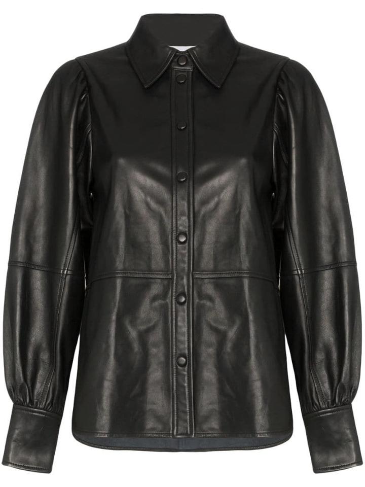 Ganni Leather Shirt - Black