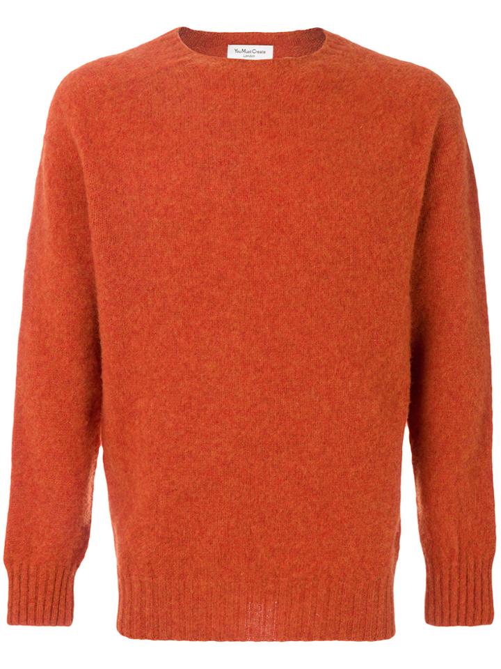 Ymc Brushed Crew Neck Jumper - Yellow & Orange