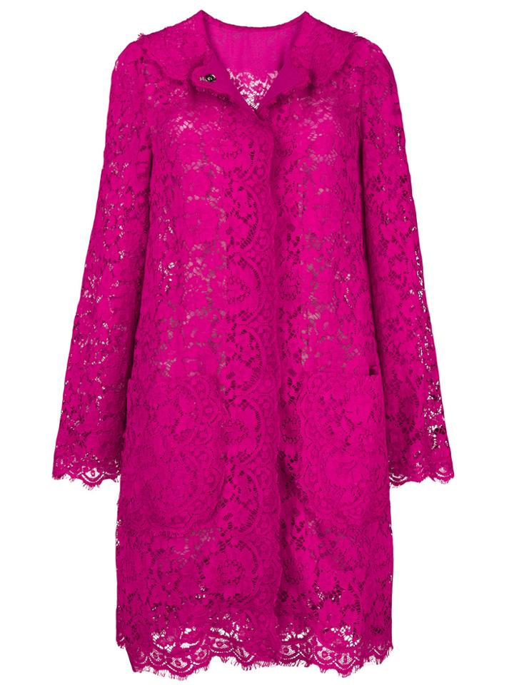 Dolce & Gabbana Lace-embroidered Coat - Pink & Purple