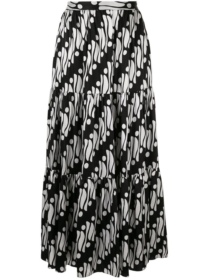 Andrew Gn Geometric Flared Maxi Skirt - Black