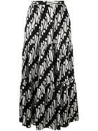 Andrew Gn Geometric Flared Maxi Skirt - Black