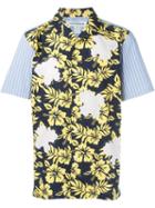 Comme Des Garçons Shirt Floral And Stripe Print Shirt, Men's, Size: S, Blue, Cotton