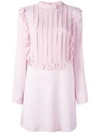 Giamba Pleated Ruffle Front Dress, Women's, Size: 42, Pink/purple, Polyester/spandex/elastane/viscose
