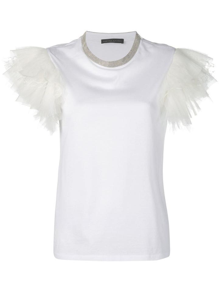 Fabiana Filippi Sheer-sleeve T-shirt - White