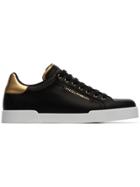 Dolce & Gabbana Black Portofino Low-top Leather Sneakers