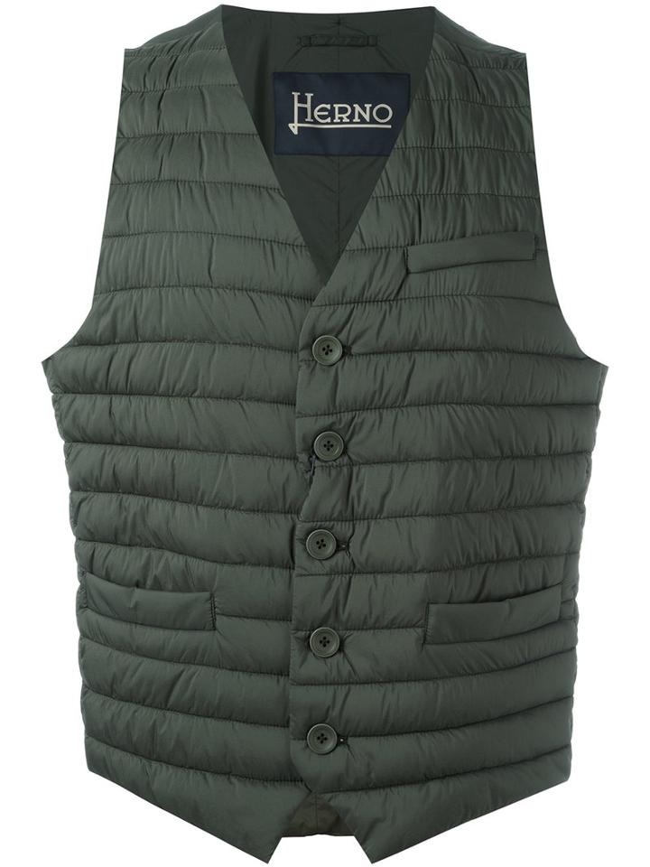 Herno Padded Gilet, Men's, Size: 50, Green, Polyamide/polyurethane/polyester